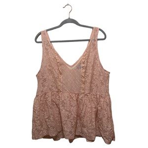 Blush pink sheer lace Torrid women’s blouse tank top plus size 1x